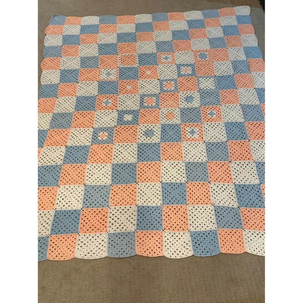 Handmade Crochet Granny Square Blanket 95x74